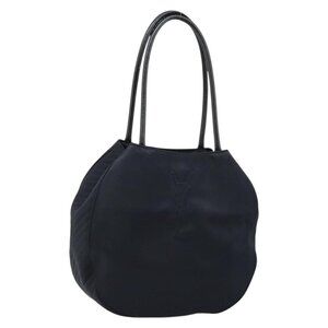 Authentic SAINT LAURENT Shoulder Bag Nylon Black Gold